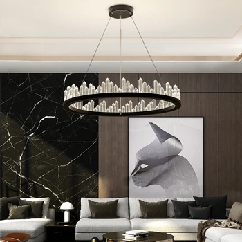 

Nordic Crystal Led Pendant Lights Postmodern Simple Living Room Dining Bedroom Suspended Luminaire Luxury Hotel Hanging Lights