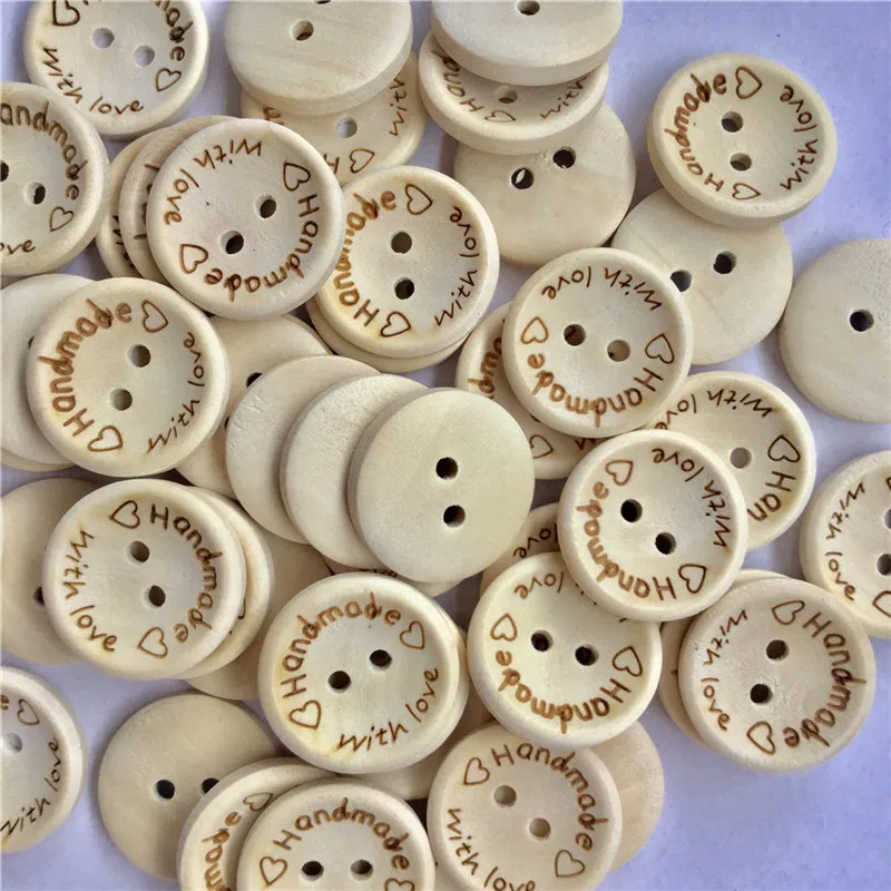 

250PCS Round Wooden Buttons Natural Handmade Button 2 Holes Baby Sewing Buckle 15MM 20MM 25MM Buttons for Clothing Craft DIY