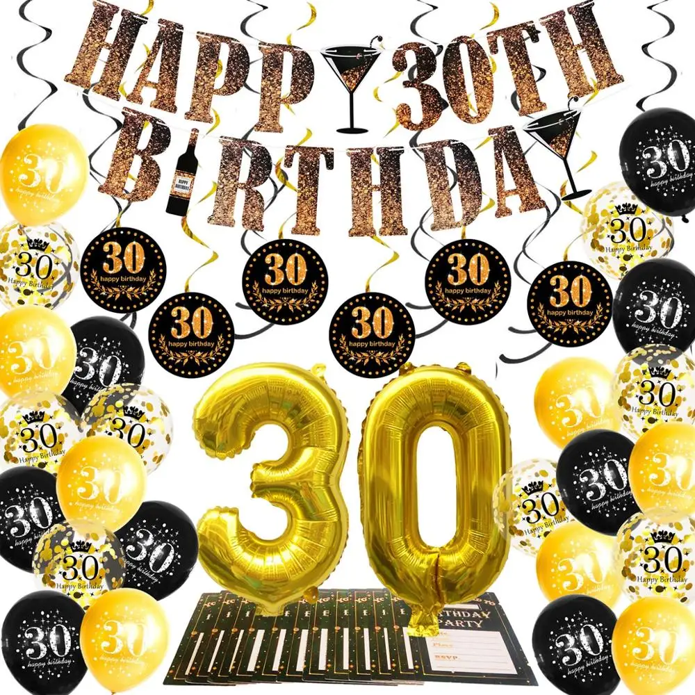 Воздушный шар из черного золота 30/40/50/60 лет | Дом и сад
