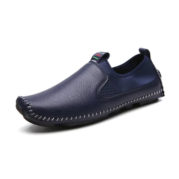 

2020 New Men Leather Loafers Fashion Slip on Lightweight Leisure Man Shoes Comfortable Men's Boat Driving Footwear Big Size