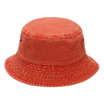 

Unisex Washed Denim Cotton Bucket Hat Solid Color Sunscreen Panama Fisherman Cap LX9E