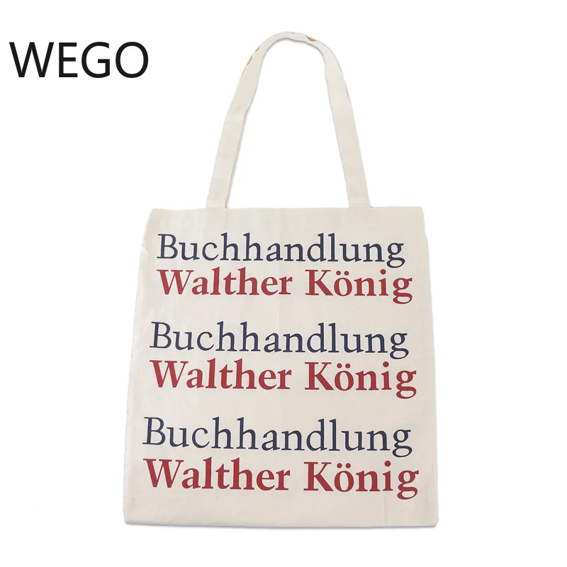 

2019 new wild canvas open handbag simple double-sided letter printing shoulder bag handbag printing art green shopping bag