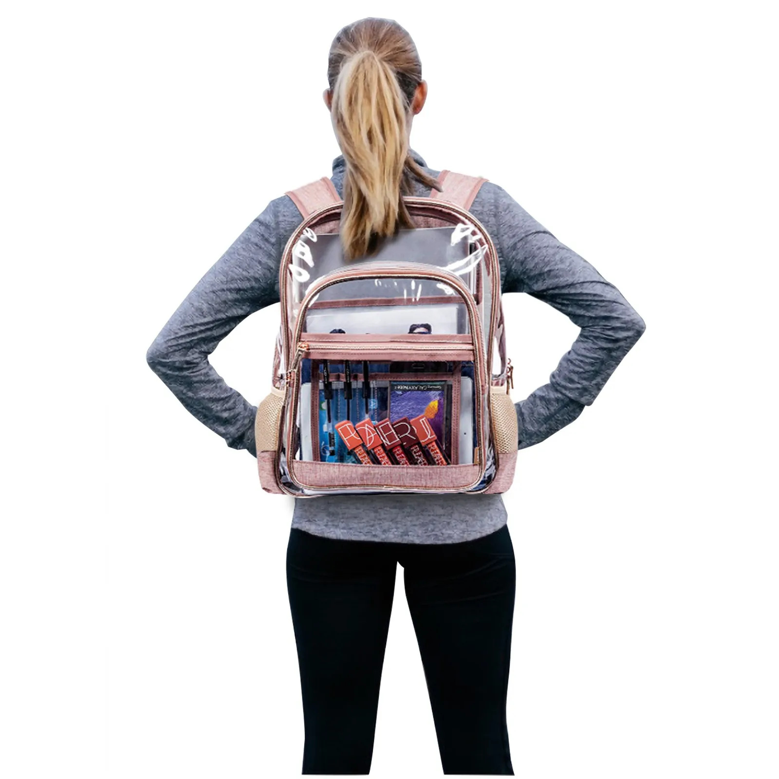 PVC Transparent Backpack Bag Fashion Waterproof Student School Bags Jelly Travel Beach Swimming Kit Bag For Men Women Rucksack