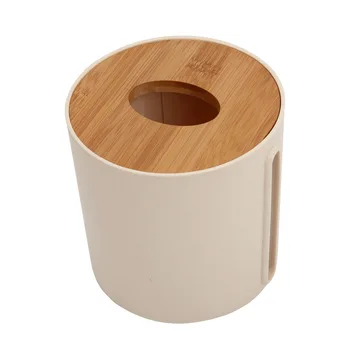 

Living room bamboo-wood paper towel box household table toilet paper box top round plastic paper-drawing paper box