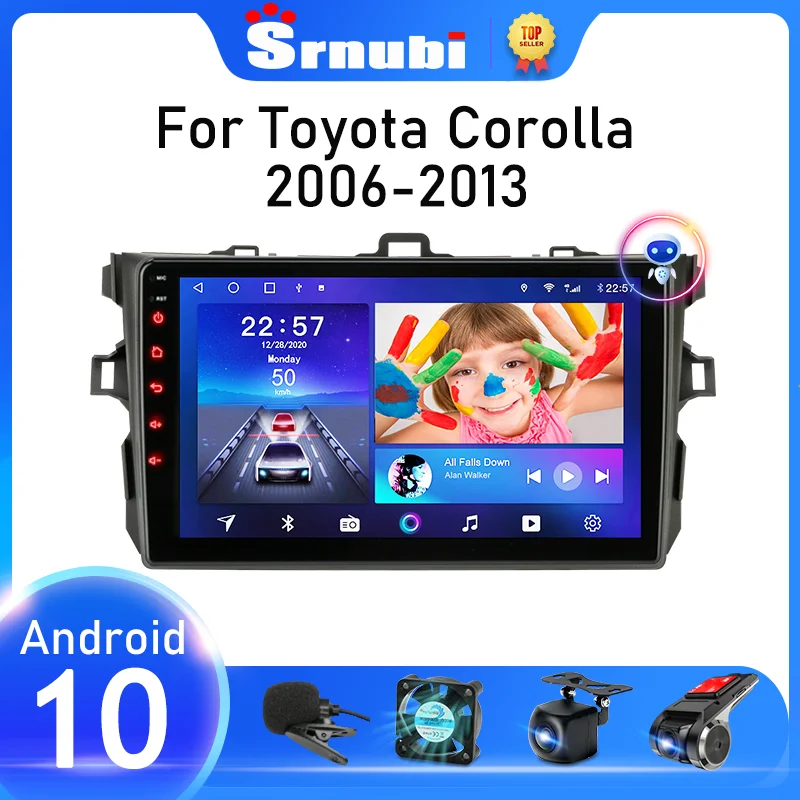 Автомагнитола 9 &quotна Android для Toyota Corolla E140/150 2007 2008 2009 2010 2011 2012 2013 мультимедийный