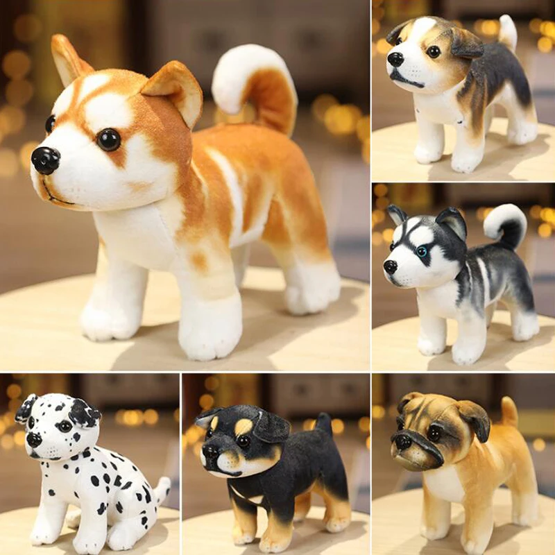 3D Simulation Dalmatian Husky Doll Puppy Birthday Gift Children Stuffed Plush Toy