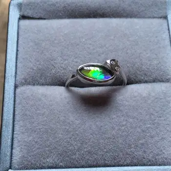 

B4204 Fine Jewelry Real 925 Steling Silver s925 100% Natural Ammonite Gemstones Canada Origin Female Fine Rings Christmas Gift