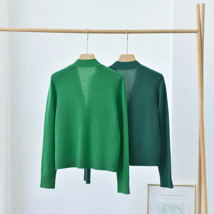 Naizaiga 100% cashmere V NECK green 