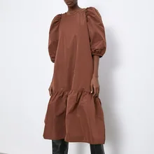 ZA осень Новое Женское свободное платье с длинным рукавом CW9417