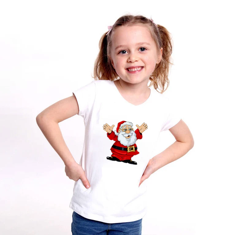 Футболки с рождественским узором для девочек; Camiseta; Детские футболки в стиле Харадзюку повседневные подростковые футболки для малышей Модная одежда для улицы топы унисекс - Цвет: 917n-bj-11-12-2