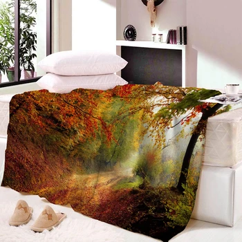 

Forest Plush Throw Blanket Northern Lights Sherpa Fleece Blanket on Bed Sofa Water Color Fluffy Blanket Bedroom Decor