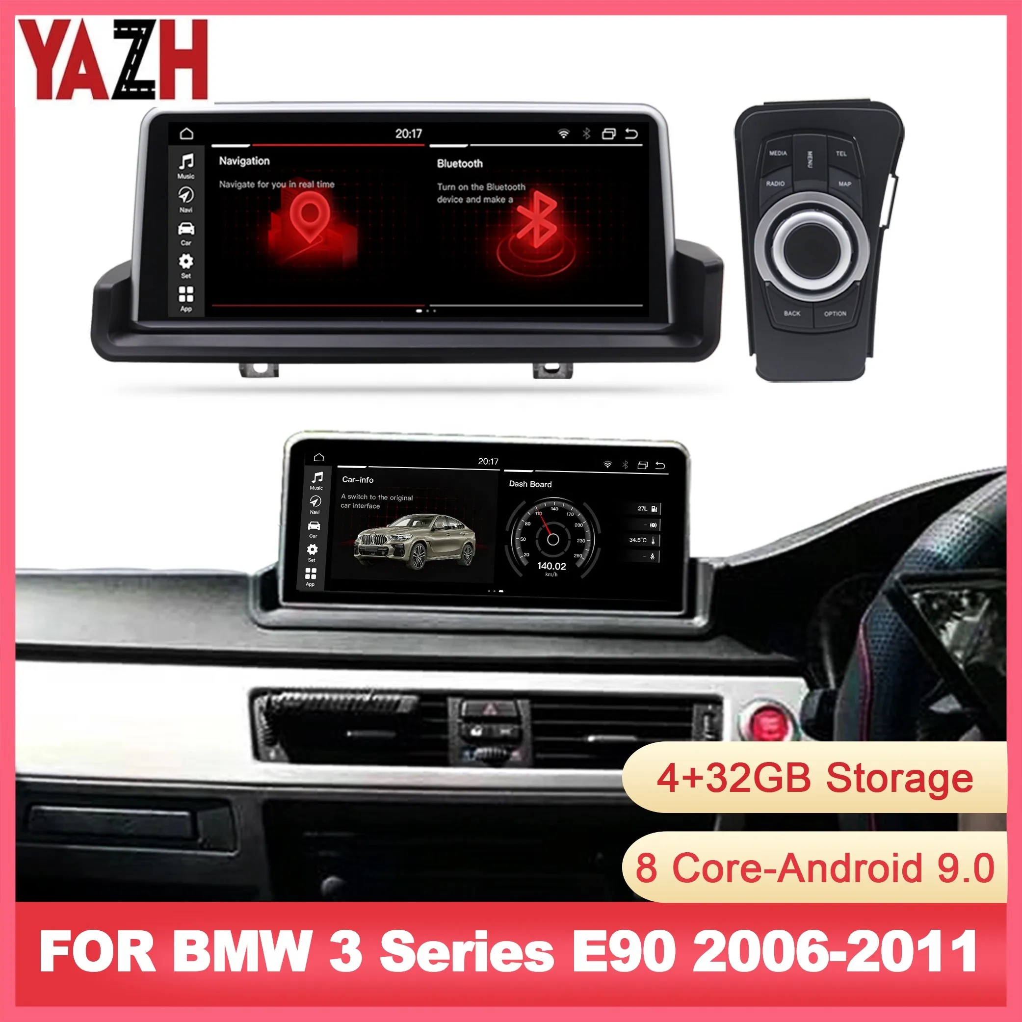 

YAZH 10.25" 8 Core 64GB 32GB Radio DVD Player GPS Navigation Multimedia Android Wifi Carplay for BMW E90 3 Series 2006-2011RHD