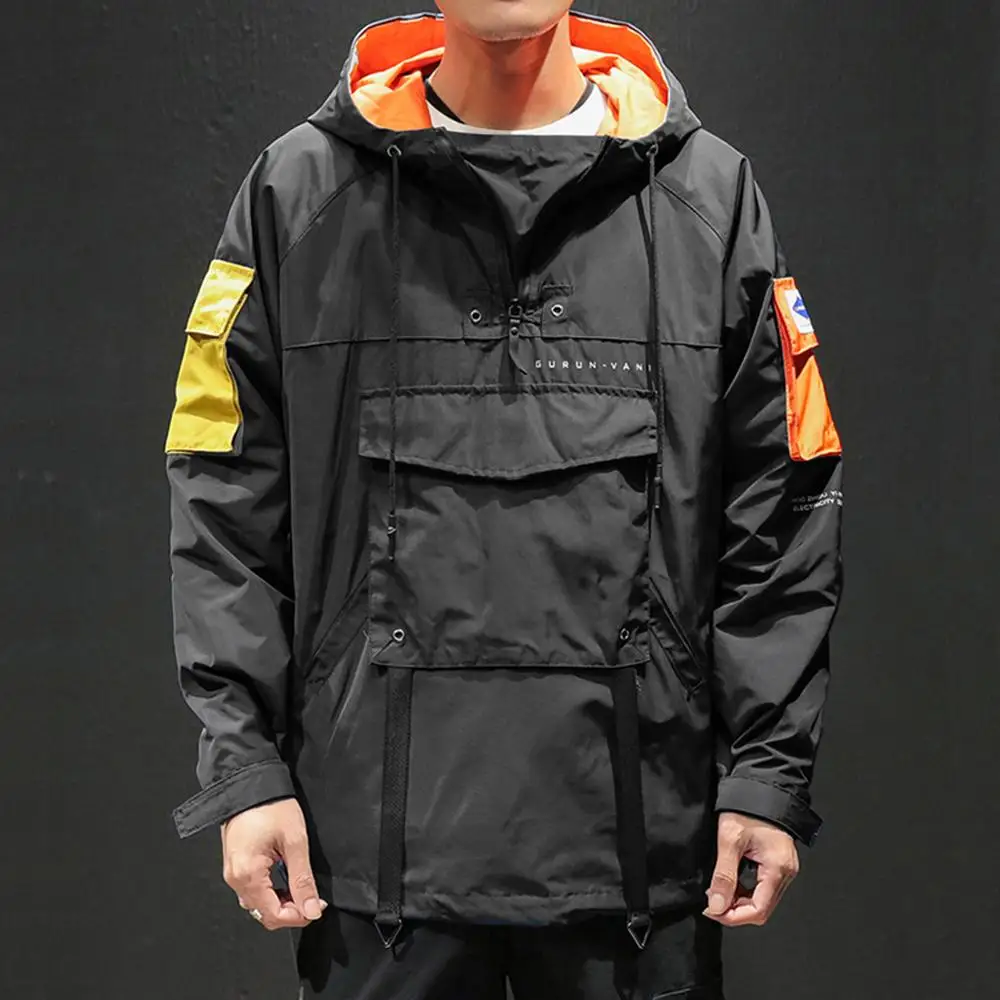 Men's Autumn Casual Jacket Fashion Patchwork Pullover Hoodie Pocket Sport Outwear Coat Outdoor Running  Riding Coat Jacket