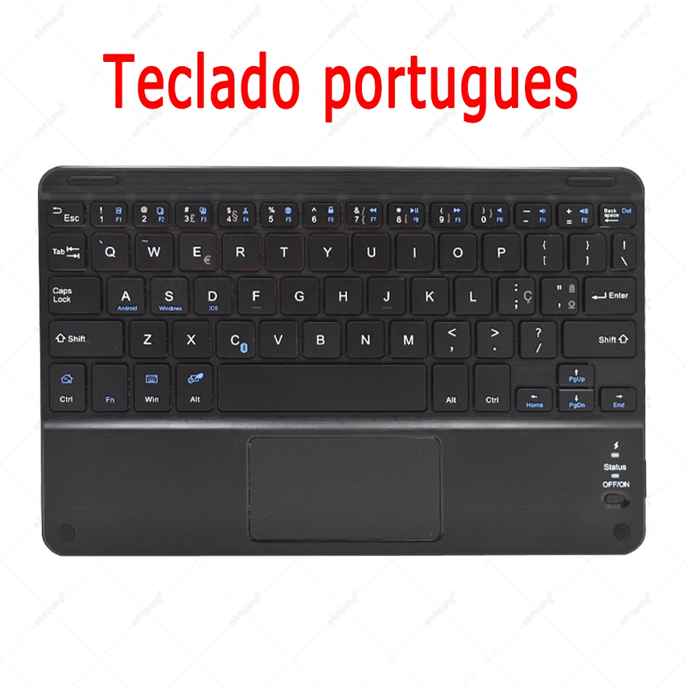 Touchpad Portuguese Keyboard Case For Samsung Galaxy Tab A 10.1 2019 10.5 2018 SM T510 T515 T590 T595 Bluetooth Trackpad Cover