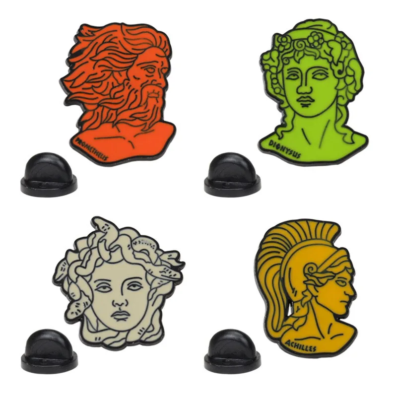 Греческая мифология Medusa Idol Prometheus брошь и эмалированная булавка веер