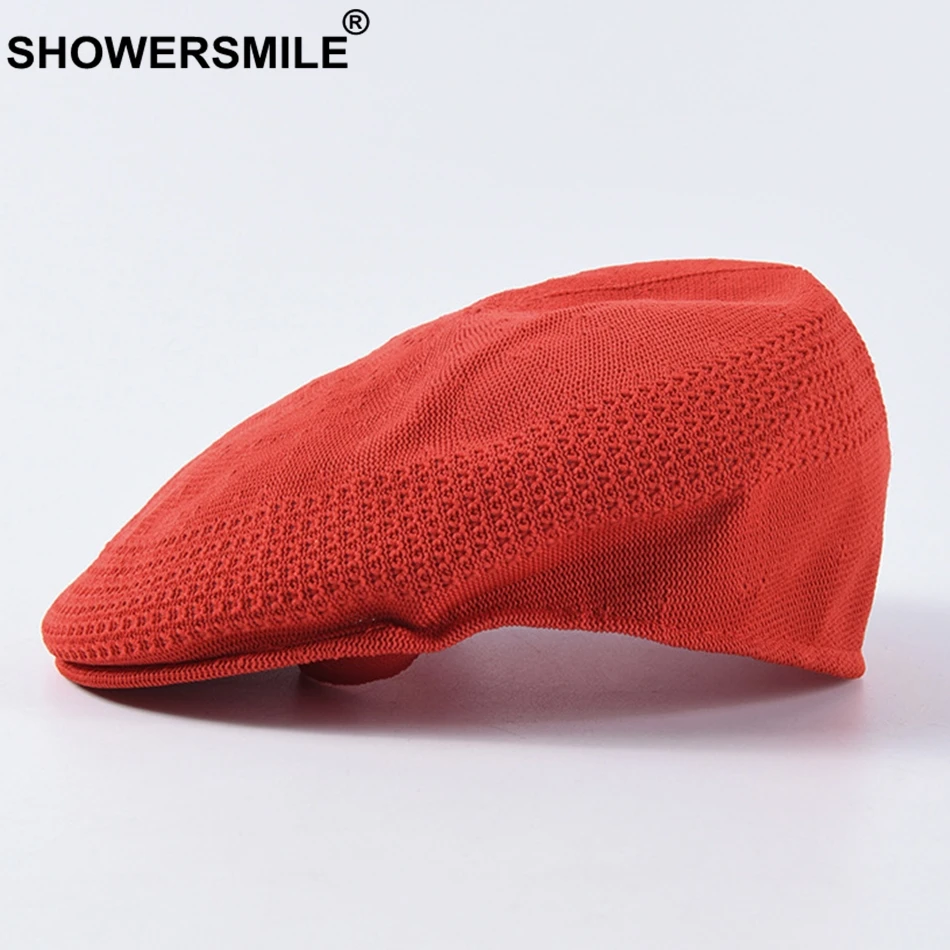 Берет SHOWERSMILE женская зеленая вязаная шапка художника летняя плоская Кепка с