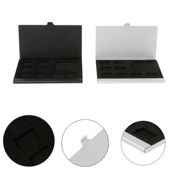 

Monolayer Aluminum Alloy 1 SD+8 TF Micro SD Card Holder Protector Storage Box Case