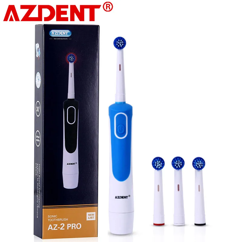 Azdent-batería tipo 2AA no incluida, cepillo de dientes eléctrico giratorio, para blanqueamiento de dientes, para adultos, AZ-2