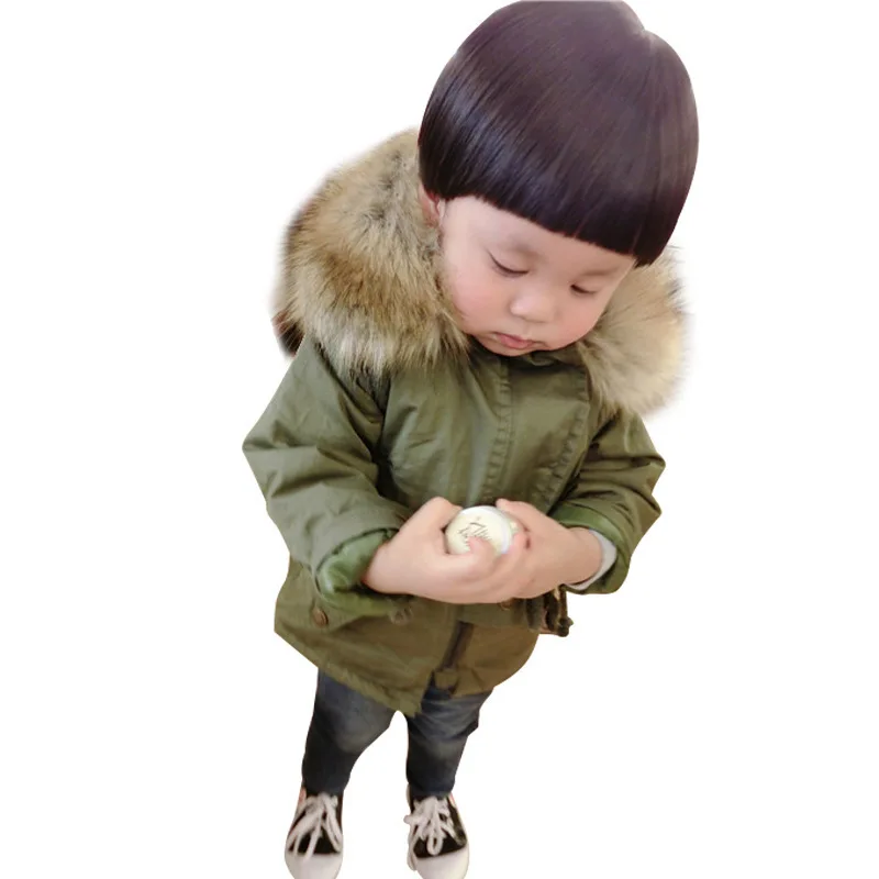 

2019 Autumn and Winter Children's Cotton Clothing Fashion Warm Men and Women Baby Fur Collar Thick Coat Jacket