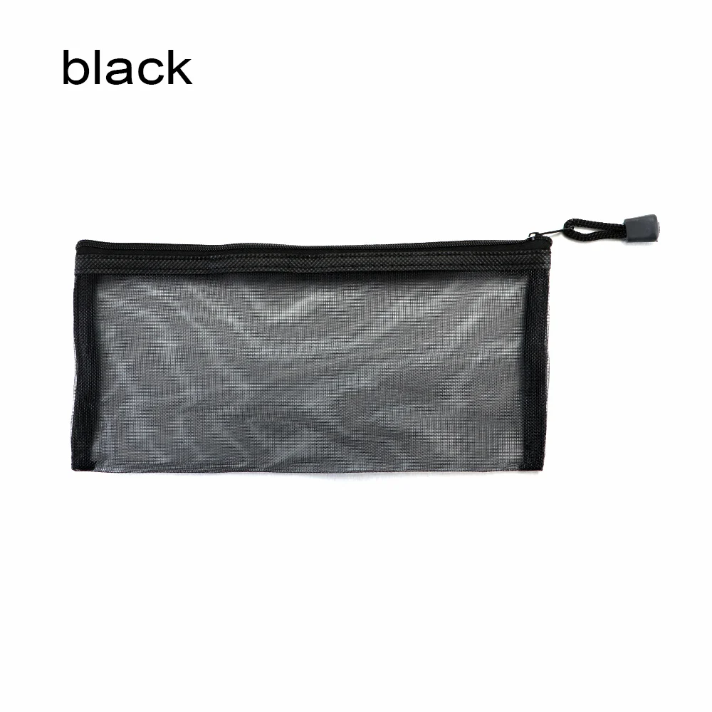 black Простая прозрачная Сетчатая Сумка для документов, прозрачные канцелярские принадлежности на молнии, нейлоновая сумка, чехол для карандашей, офисные, школьные принадлежности - Цвет: black