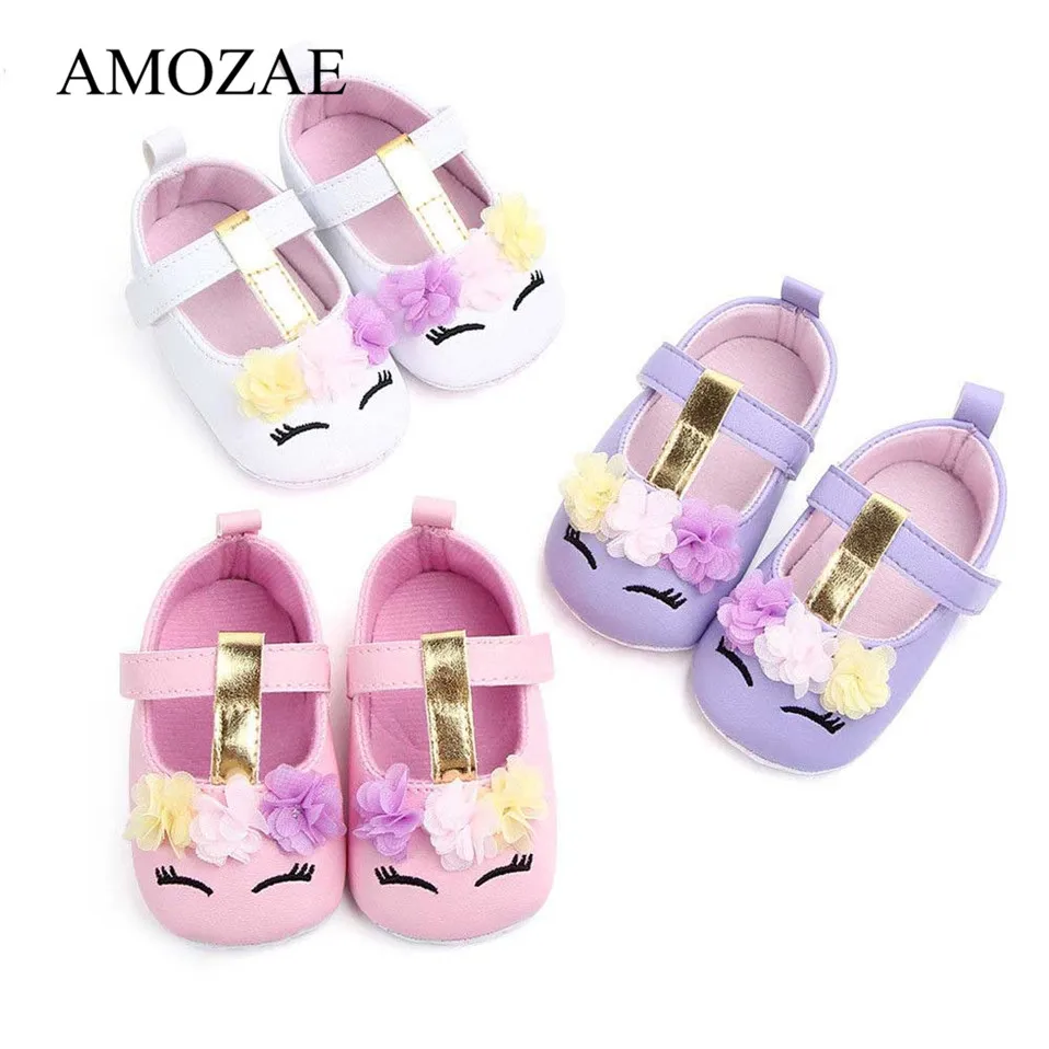 Unicorn Shoes First-Walkers Baby-Girls Spring Soft-Sole Toddler Autumn Flower PU 0-18M