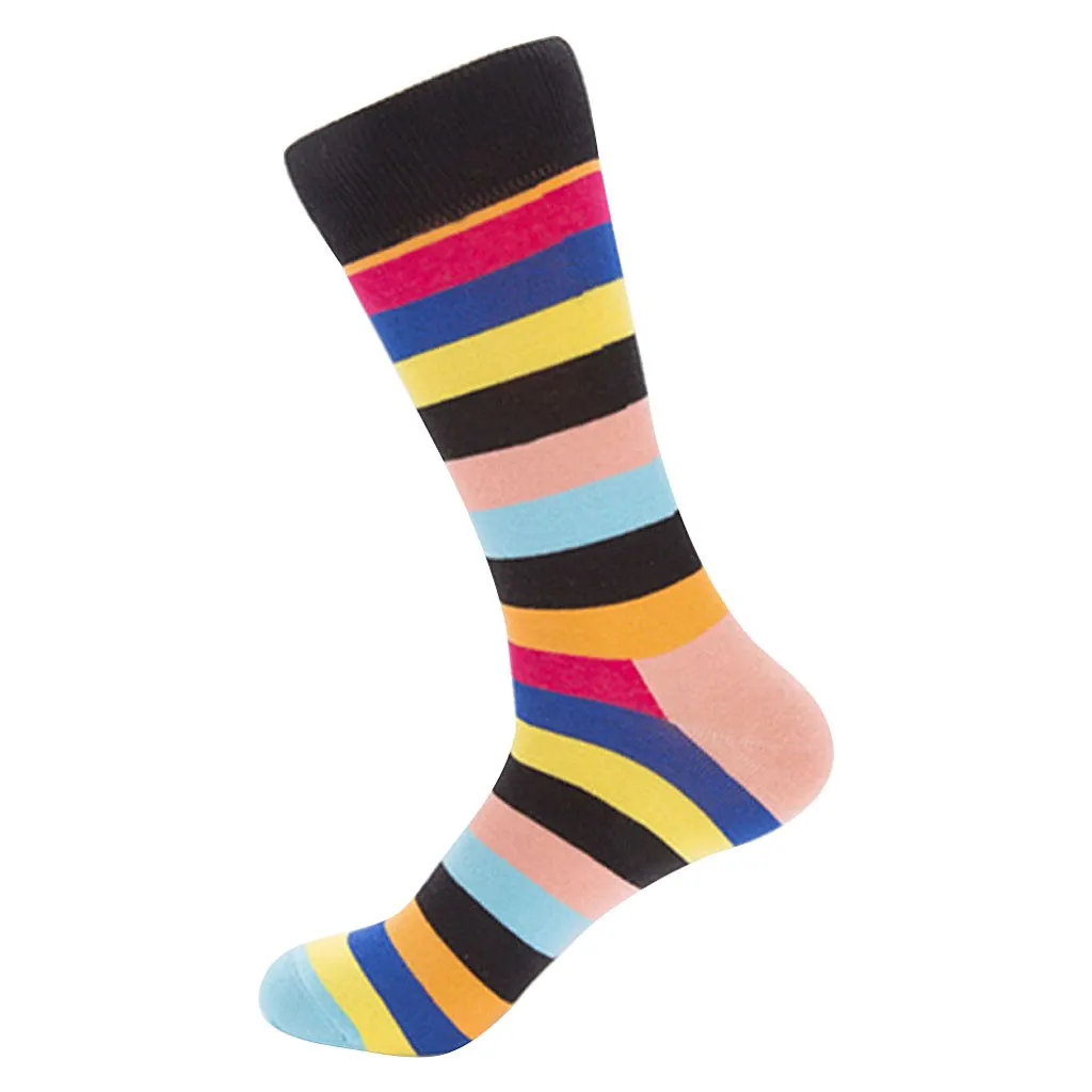 Женские носки хлопковые полосатые радужные носки женские средние Носки женские зимние уличные трендовые трубки Skarpetki Chaussette Femme De8