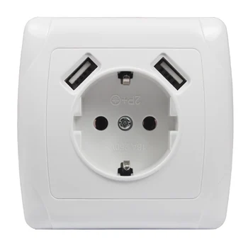 

2019 new style USB Wall Socket Free shipping Double USB Port 5V 2A pared outlet electrique outlet usb murale steckdose A001