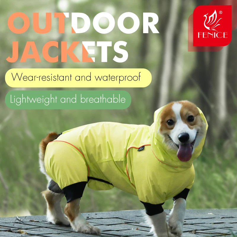 

Fenice Professional Outdoor Pet Dog Cloth Waterproof Jackets PU Raincoat for Dogs Corgi Apparel Clothes