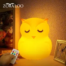 Zoyaloo – lampe LED en Silicone, dessin animé mignon hibou, capteur tactile, télécommande, lampe de chevet, chambre d'enfant 