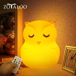 Zoyaloo – lampe LED en Silicone, dessin animé mignon hibou, capteur tactile, télécommande, lampe de chevet, chambre d'enfant 
