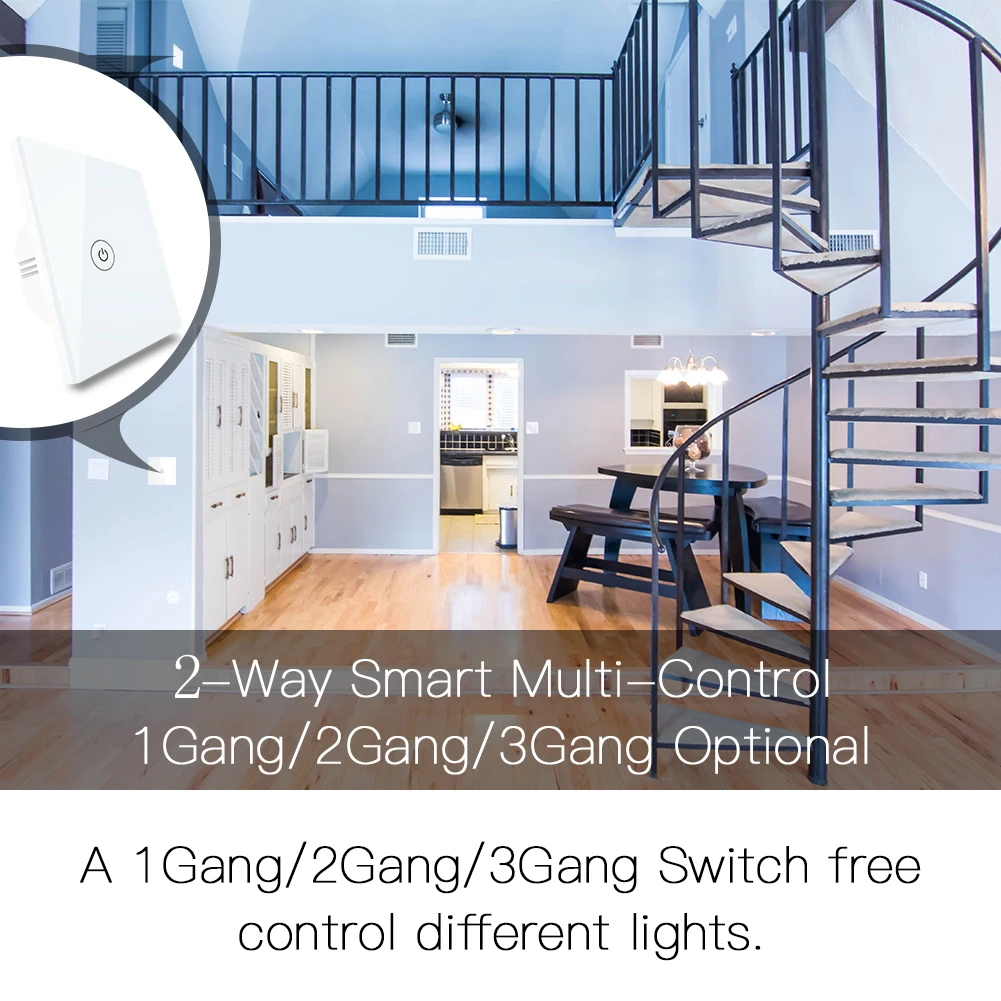 EU UK 2 Way WiFi Smart Multi-Control Switch for Light Work with Alexa Google Home No Hub Required Smart Life APP Remote Control