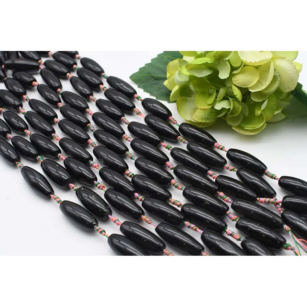 2 strands/lot 35mm Natural Smooth Black Agate stone beads For DIY Bracelet Necklace Jewelry Making Strand 15