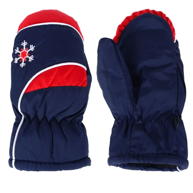 Детские Лыжные варежки водонепроницаемые и ветрозащитные зимние теплые уличные перчатки От 3 до 7 лет - Цвет: Navy Blue