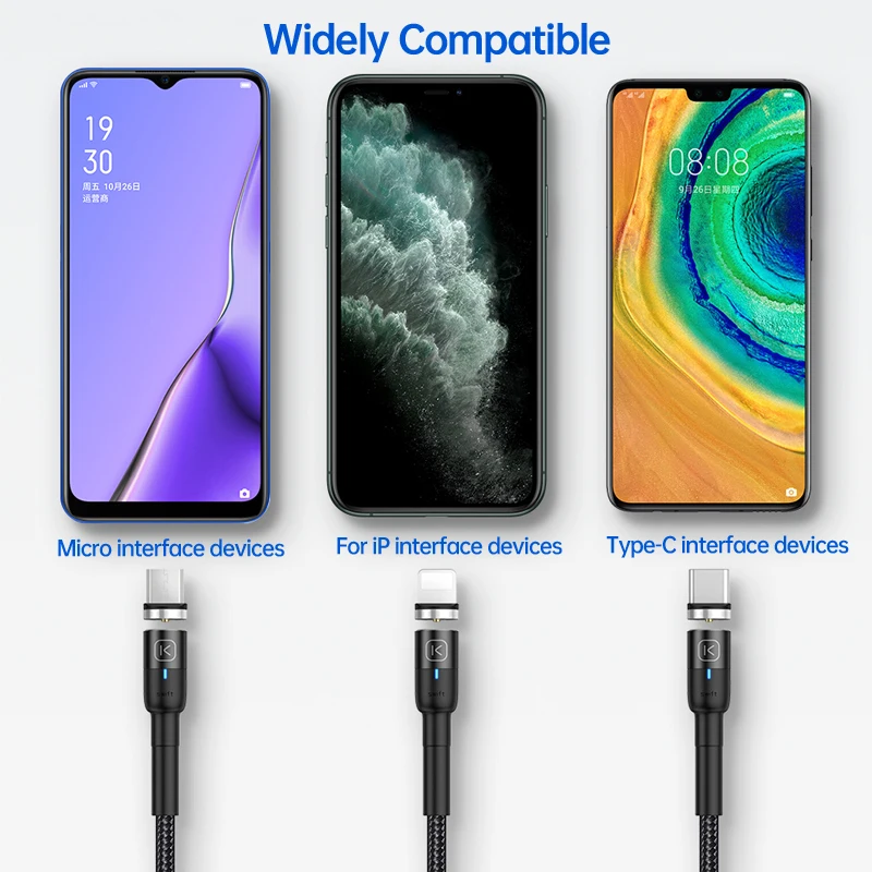 KUULAA Магнитный USB кабель Micro Type C с функцией быстрой зарядки Кабель зарядного