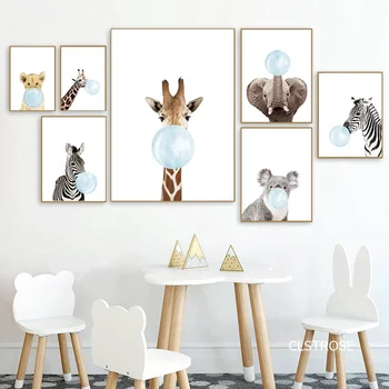 

Lovely Vivid Baby Animals Nordic Modern Style Posters Canvas Pictures For Living Room Bedroom Decorative Painting Unframed
