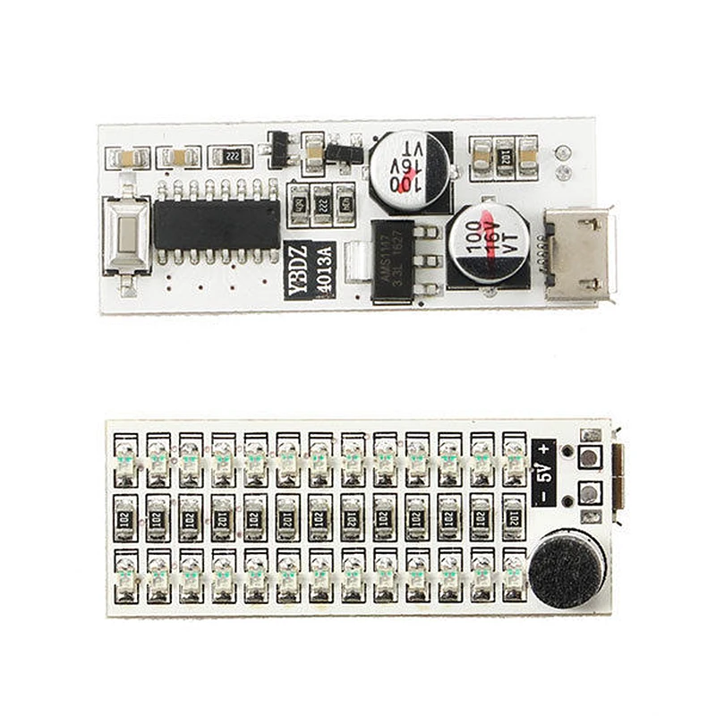 2 шт. 2X13 USB Mini Spectrum светодиодный пульт голосового управления чувствительность регулируемая, 1 шт. зеленый свет и 1 шт. красный свет
