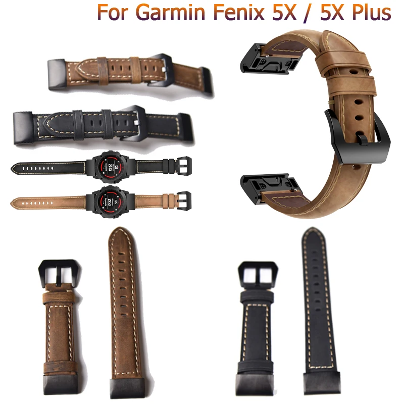 Garmin Fenix 5x Plus Leather Watch Band Watch Strap Garmin Fenix 5x