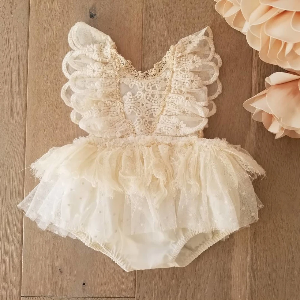 Newborn Baby Girl Princess Clothes Flower Lace Romper Jumpsuit Tutu Outfit One-Pieces Baby Girls Summer Clothing 0-24 Months baby rompers baby jumpsuit cotton jumpsuit baby clothing
