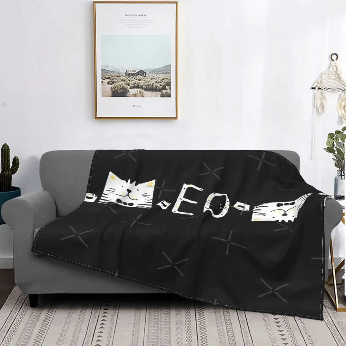 Funny Meow Cat I Am Blanket Bedspread Bed Plaid Anime Hoodie Plaids And Covers | Дом и сад