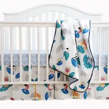 Хлопковые детские постельные принадлежности для кроватки, комплект детской кроватки, защитная планка, детские подушки, юбка для детской кроватки, чехол для кроватки(Zoo, комплект из 3 предметов, без бампера