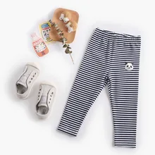 Леггинсы в полоску для девочек в Корейском стиле; Детские универсальные штаны; детские брюки из чистого хлопка с рисунком; INS; сезон осень