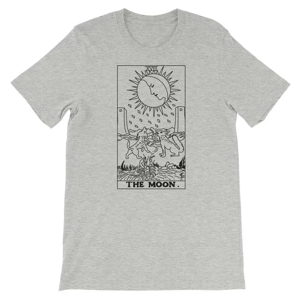 Gray-black txt The Moon карты Таро Футболка женская смешная хлопок готическое Искусство Цитата Графический стакан гранж Мода Хип-Хоп унисекс футболка - Цвет: Gray-black txt