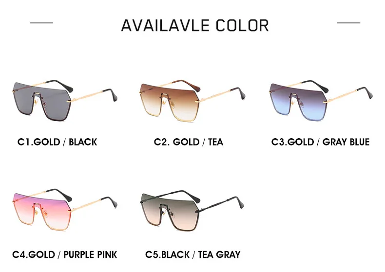 Цельные солнцезащитные очки без оправы для женщин и мужчин, роскошные брендовые солнцезащитные очки пилота, новые модные негабаритные Защитные женские очки UV400