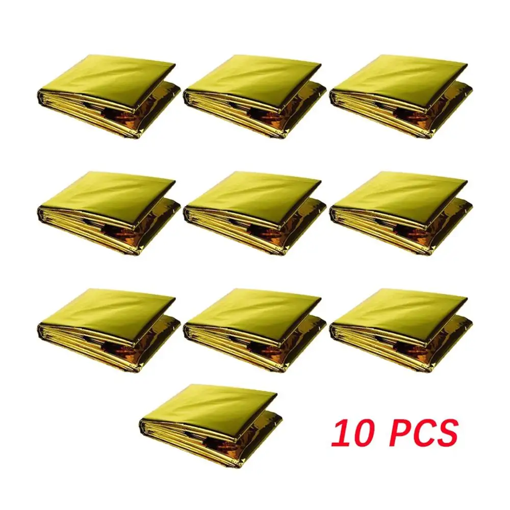 10pcs Outdoor Camping Rescue Emergency Survival Blanket Portable Ultra-light Hiking First Aid Keep Warm Reflective | Спорт и