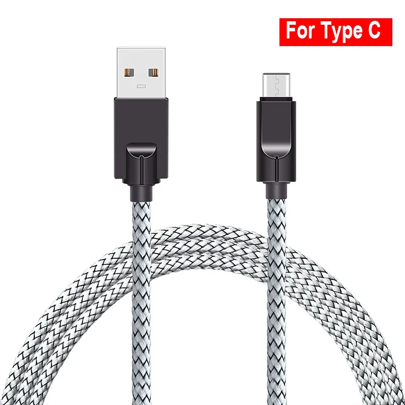 White Для Тип usb C 2.5A Быстрый зарядный кабель 1 м для передачи данных в нейлоновой линией мобильный телефон Android кабели для быстрой зарядки Тип-C кабель для Xiaomi - Color: White