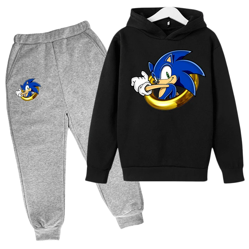 children's clothing sets high quality Kids 3-14T Japan Anime Hedgehog Cartoon Hoodies Set  2 Pieces Tracksuit Sweatshirt and Sweatpants Boys Girls Sportswear Clothes baby clothes set for girl Clothing Sets