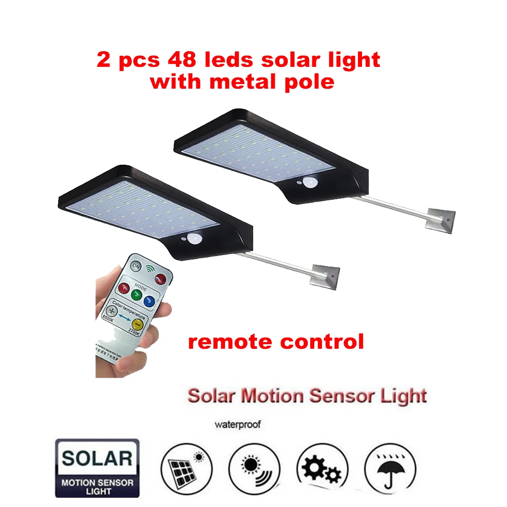 

2/4pcs Led Solar Light Outdoor Waterproof Lighting For Garden Wall 48 leds Four Modes Rotable Pole Solar Lamp Newest security ga