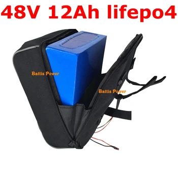 

48v 12ah lifepo4 battery 16S 51.2V lithium battery 20A BMS for 500w ebike scooter Folding, Bicycle Adult Moped + 3A charger +bag