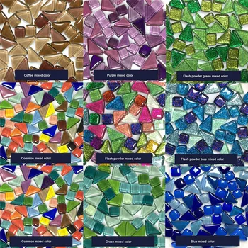 

1kg Mixed Color Children Crystal Stone Glass DIY Creative Mosaic Handmade Material Collage Grain Mosaic Tiles Early Recognie