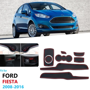 

Anti-Slip Rubber Gate Slot Cup Mat for Ford Fiesta 2008~2016 MK6 ST Cushion Door Groove Mat Accessories Car Stickers 2015 2014